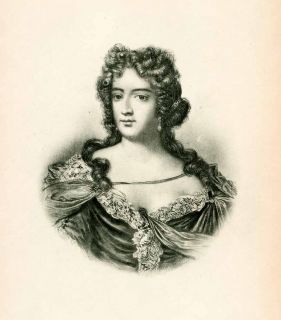 Engraving Duchess Hortense Mancini Royalty French King Charles II Art