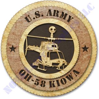 Army Oh 58 KIOWA Helicopter Birch Wall Plaque