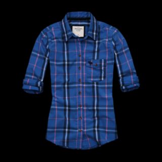 Fitch Hollister Women Kirstie Plaid Button Shirt Blouse Blue