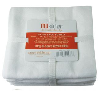 MU Kitchen Flour Sack Towel Set White 3 Piece Kitchen Towels