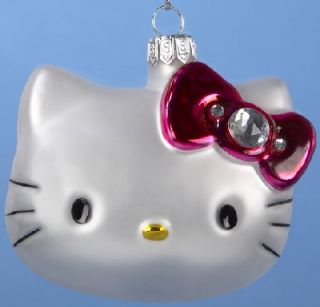 Hello Kitty Blown Glass Head Christmas Ornament