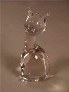 Beautiful Solid Glass Cat Feline Figurine Paperweight
