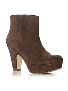 Dune Neka Platform Suede Ankle Boots Taupe   House of Fraser