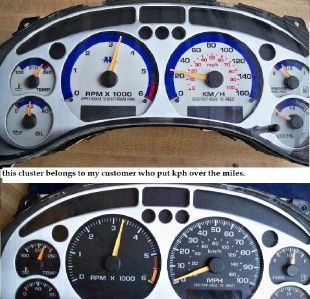 98 99 00 01 02 CHEVY S10 WHITE FACE GLOW GAUGES W/TAC AT IN KILOMETERS