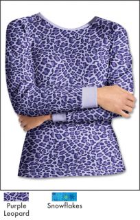 Hanes Womens Thermal Crew Shirt Style 24707 Purple Leopard Snowflakes