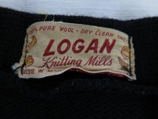 Vintage 50s Logan Knitting Mills Varsity Lettermens Cardigan Sweater