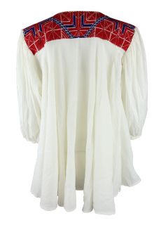 Carolina K Womens Ivory with Red San Vincente Flowy Blouse Top XS $270