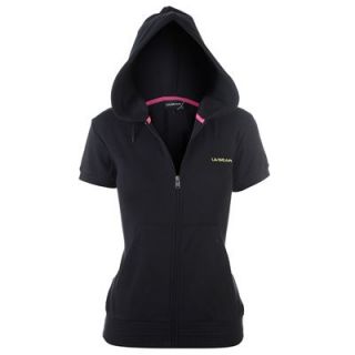 Ladies hooded top Full length zip Drawstring adjustable hood Capped