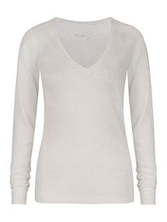 Kookai V neck linen sweater White   