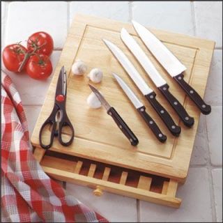 Kitchen Cutting Board Chopping Block and 5 pc Knife Set and Cutting
