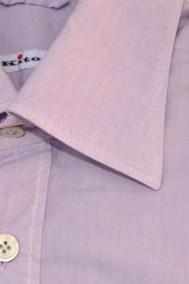 new nwt KITON NAPOLI men sport shirt lilac cotton 40   15.75 authentic