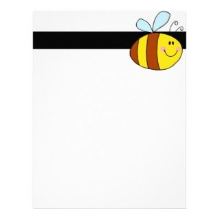 happy flying honeybee honey bee cartoon letterhead design