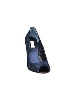 Untold D alexis u lace peep toe court shoes Navy   House of Fraser