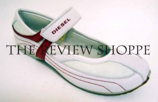 Diesel Konawa Womens Velcro Sneakers Off White True Red 6 $70