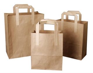 50 Brown Kraft SOS Paper Carrier Bags Small **Free Same Day 1st Class