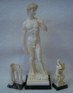 Italian Alabaster Resin Sculpture G. Ruggeri David,Hercules&Diomede