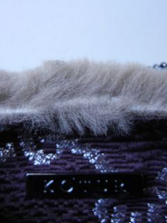 KOTUR Brown Fur w/ Crystal Jewel Top Hinged Hard CHIC EVENING CLUTCH