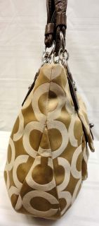 Authentic Kristin Op Art Brown Khaki Sateen Tote Bag MSRP $358 00
