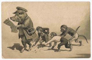 Satire LAffaire Humbert Financial Fraud France 1902 Pig Monkeys