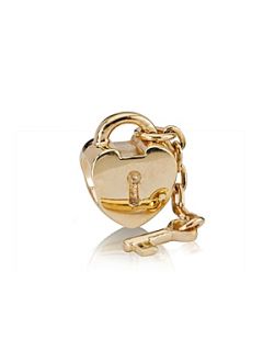 Pandora 14ct Gold Heart Lock and Key Charm   