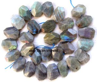 11x19mm Natural Labradorite Flat Freeform Faceted Beads