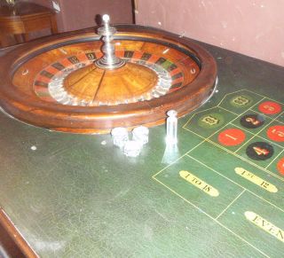 1906 Antique Roulette Wheel and Table