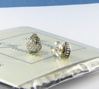 Lagos Caviar Heart Earrings Sterling 925 0 52ct Pave Diamonds New