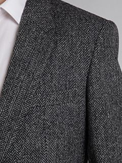 Harris Tweed Single breasted herringbone blazer Black   