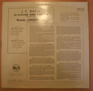 Wanda Landowska Well Tempered Bach Compl Orig RCA French LM Mono 6 LPS