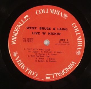 West Bruce Laing Live N Kickin 1974 LP EX