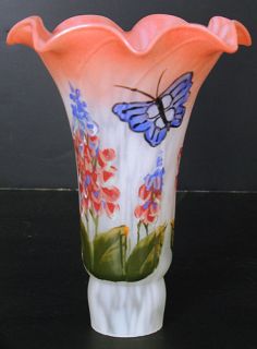 Lily Butterfly Handpainted Flare Lamp Shade Globe Lilly