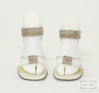 Christian Lacroix Silver Topaz Jeweled Strappy Slingback Heel Sandals