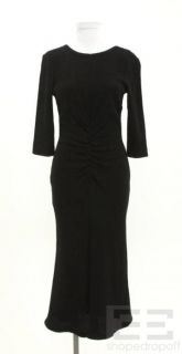 Rena Lange Black Wool Gathered Front Sheath Dress Size US 8