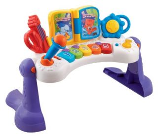 Pretend play music station features multiple instruments Features a