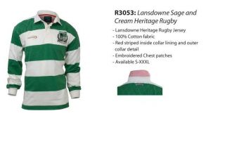 Lansdowne Irish Sage and Cream Heritage Rugby Shirt