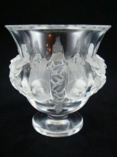 Lalique France Signed Original Art Glass Birds Vase