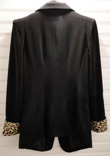 Womens One Button Blazer Suit Leopard Lapel Jacket Coat Tops 3 Colors