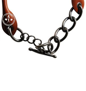 Hermes Necklace Barenia Leather Metal Chain 9825