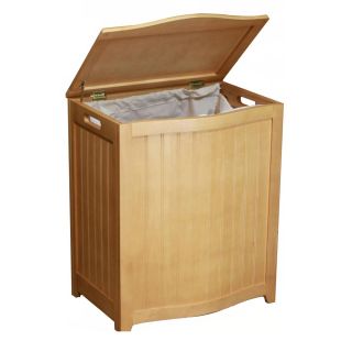 Rectangular Solid Wood Laundry Hamper w/ Interior Bag