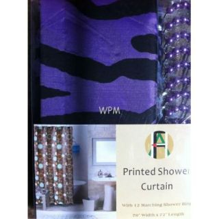 Shower Curtain Animal Safari Purple Zebra Design with Hooks Kids