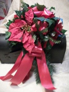 Christmas Saddle Arrangement with Poinsettias for Mailboxes Banisters