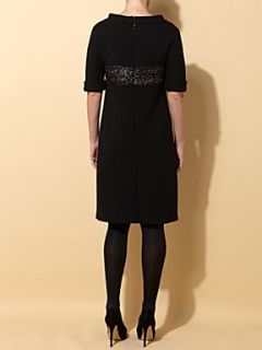 MaxMara Studio Elleni short sleeve dress with metallic detail Black   House of Fraser
