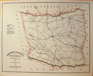 Laurens County District South Carolina 1820 Map Hand Colored Reprint