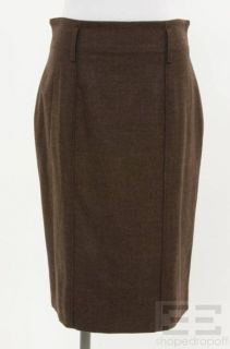 Yves Saint Laurent Brown Seamed Wool Pencil Skirt Size F40