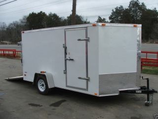 New 7x12 Enclosed Lawn Mower Utility Trailer w Ramp V Nose