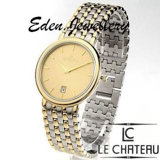 Le Chateau 23K Gold Plated Stainless Steel Date Watch