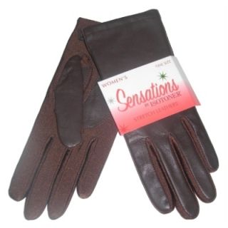 Womens Isotoner Brown Leather Stretch Gloves