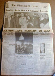1963 Display Newspaper President Kennedy Assassin Oswald Shot to Death