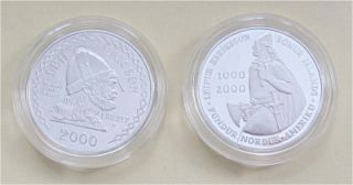 USA Silver Dollar 1000 Kronur Ericson Millennium Proof