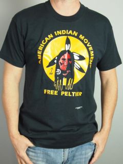 American Indian Free Leonard Peltier Polictical T Shirt 50 50